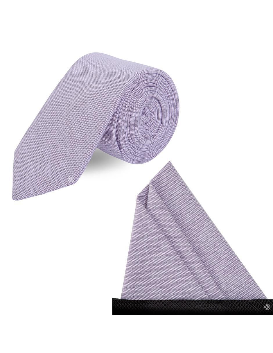 Set de corbata y pañuelo slim estampado jaspeado para hombre