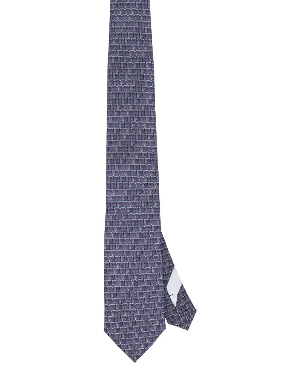 Corbata regular de seda estampado gráfico para hombre