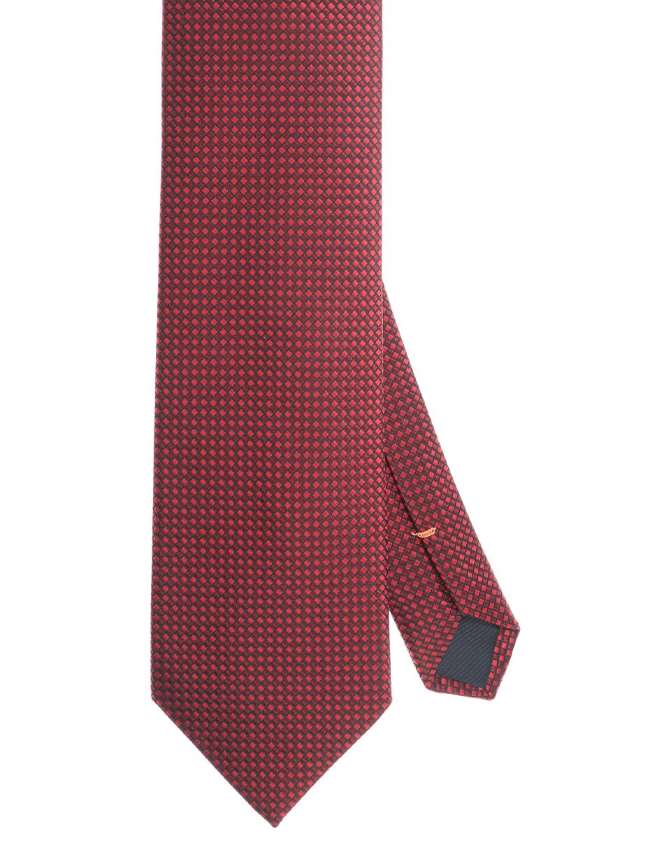 Corbata regular de seda estampado rombos para hombre 1