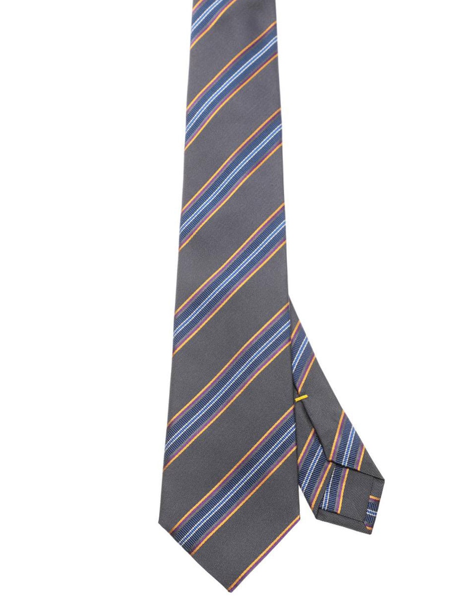 Corbata regular de seda estampado a rayas para hombre 1