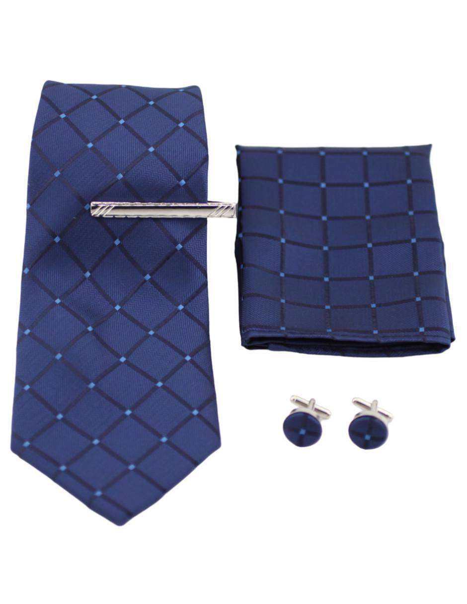 Set de corbata y pañuelo clásica de seda estampado rombos para hombre