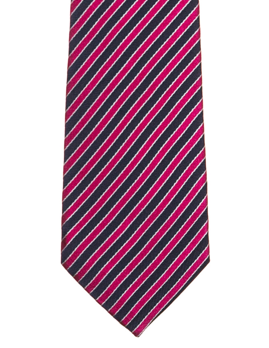 Corbata regular de seda estampado a rayas para hombre 1