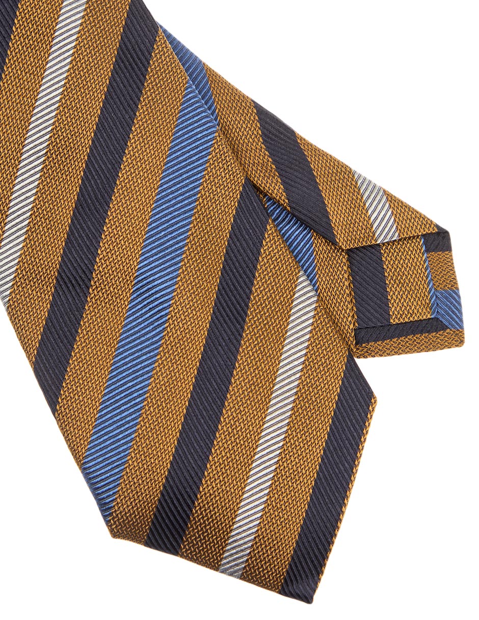 Corbata regular de seda estampado a rayas para hombre 3
