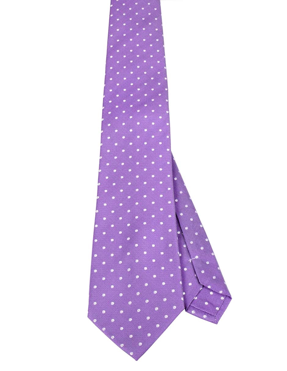 Corbata regular de seda estampado lunares para hombre 1
