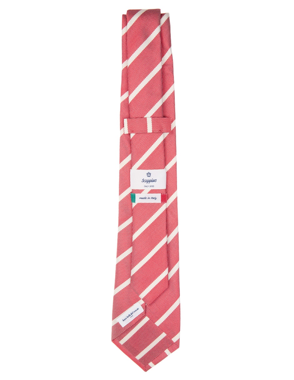 CORBATA SCAPPINO A RAYAS SEDA, ROJO