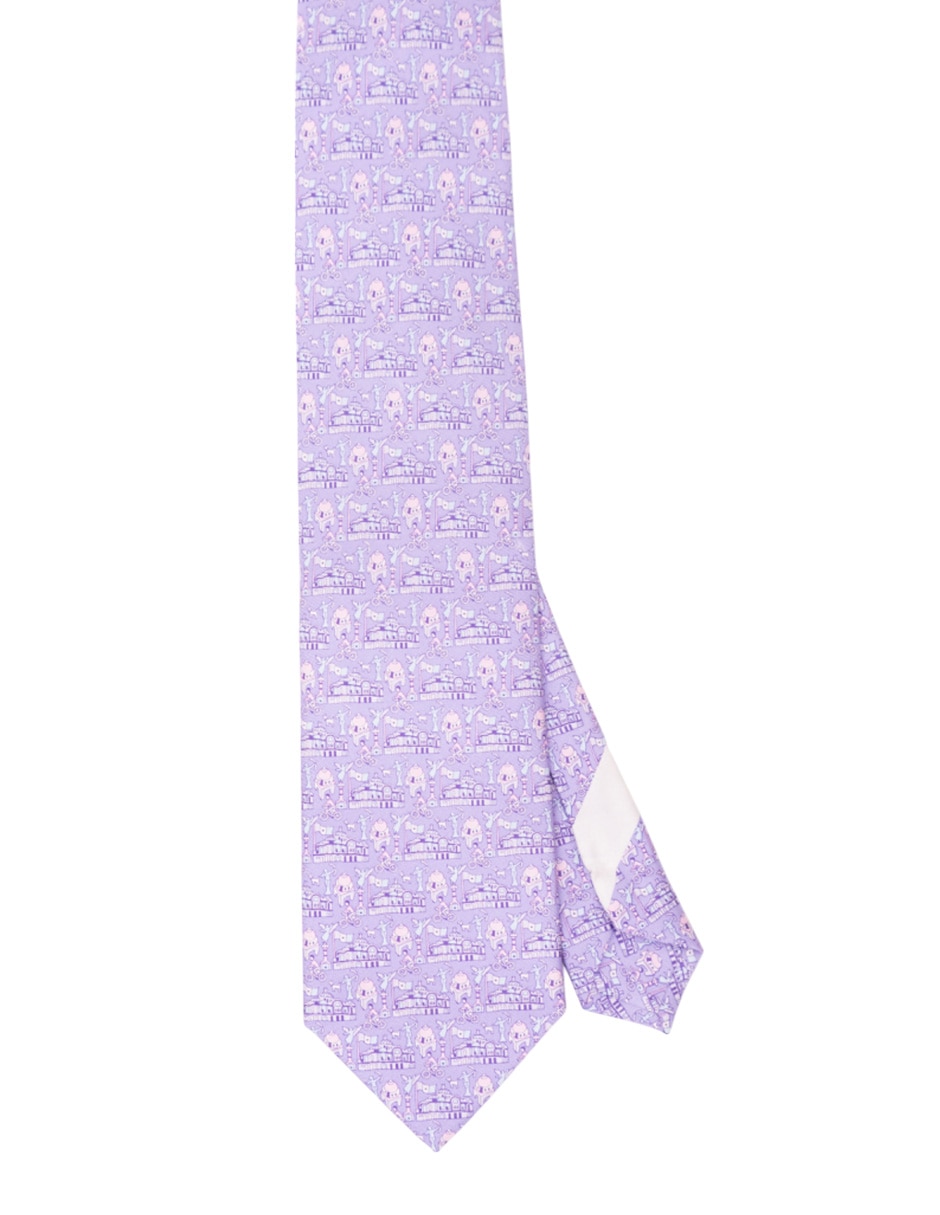 Corbata regular de seda estampada para hombre