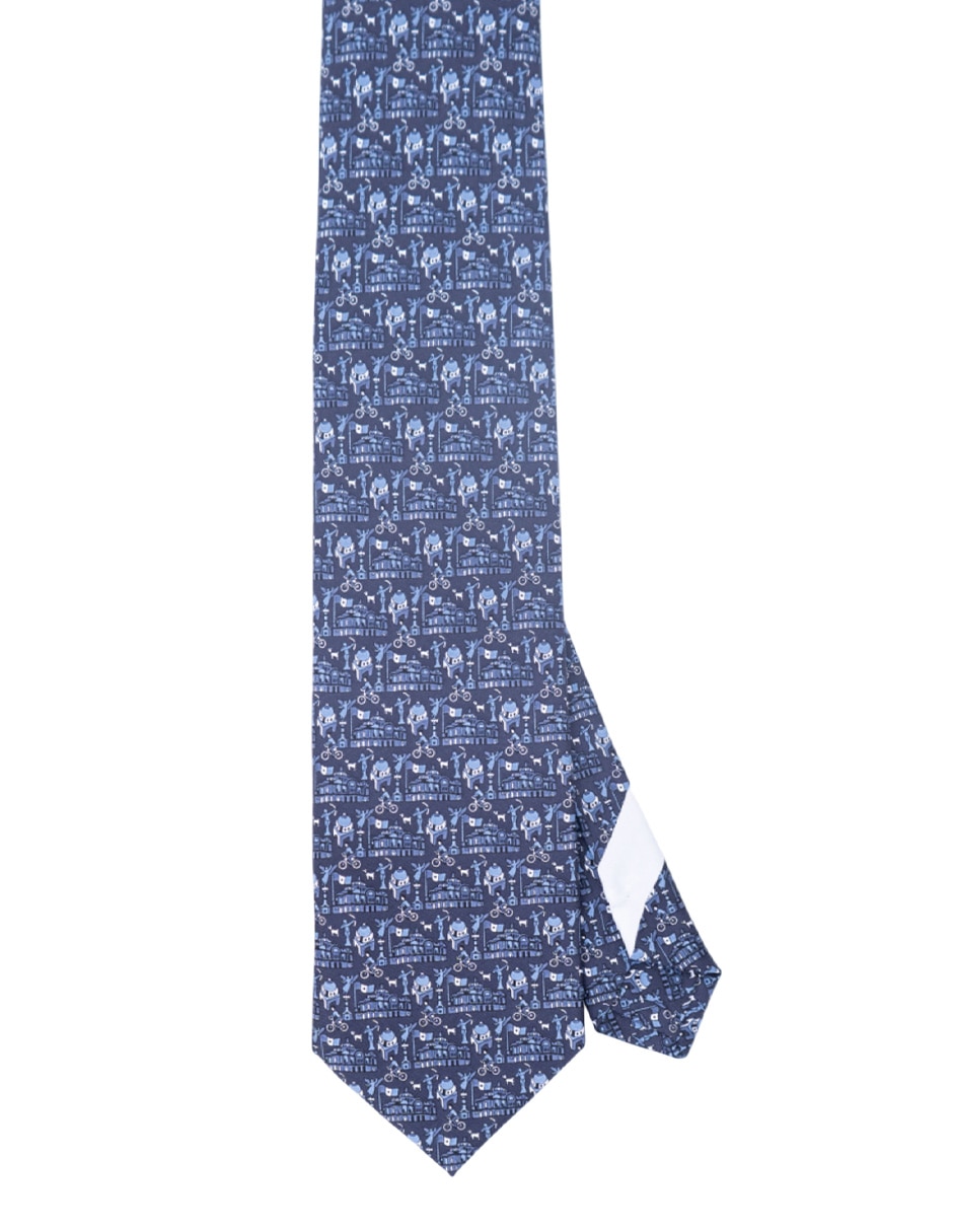 Corbata regular de seda estampada para hombre