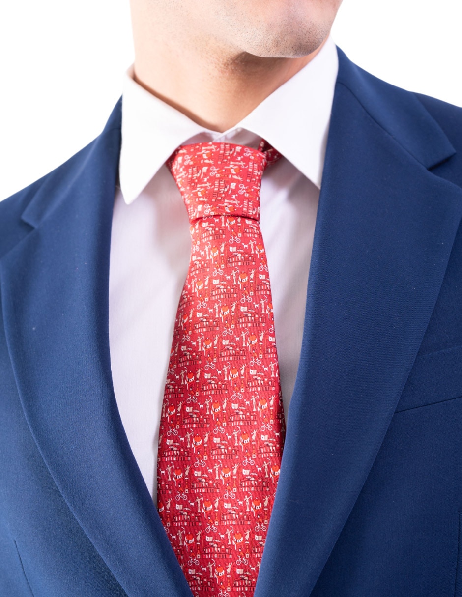 Corbata regular de seda estampada para hombre 3