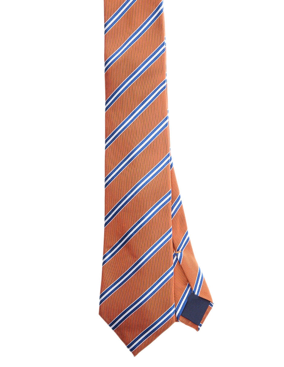 Corbata regular de seda estampado a rayas para hombre