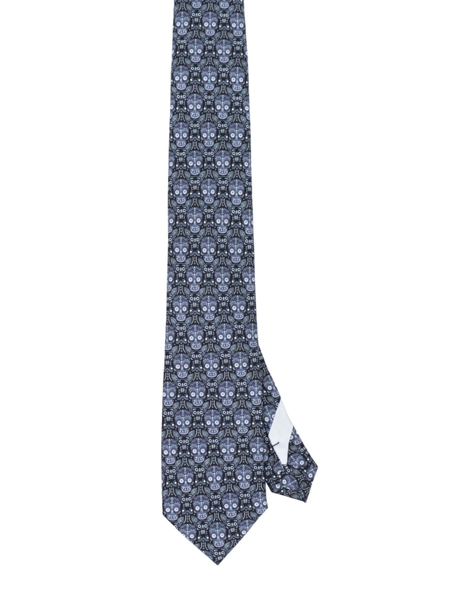 Corbata regular de seda estampada para hombre