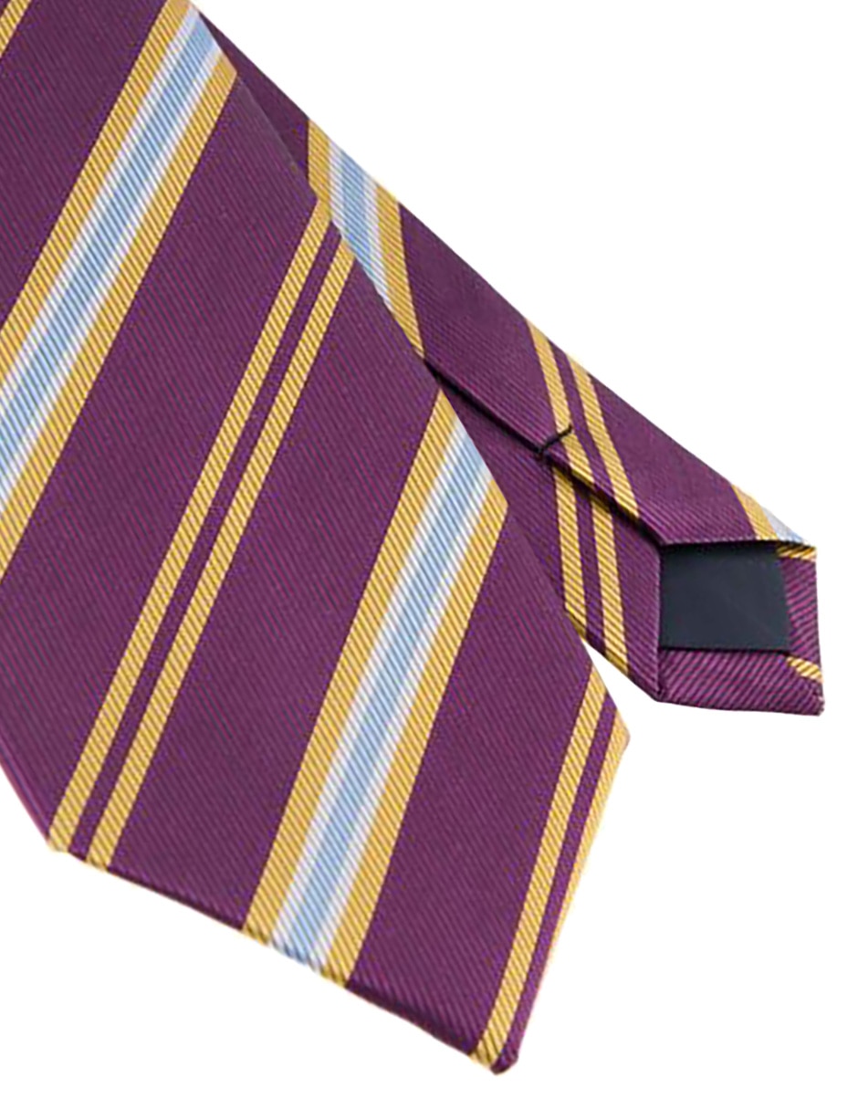 Corbata regular de seda estampado a rayas para hombre 3