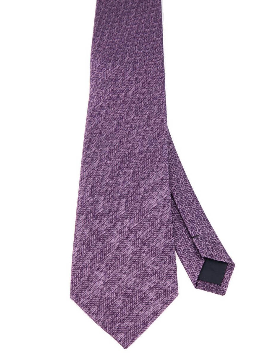 Corbata regular de seda estampado chevron para hombre