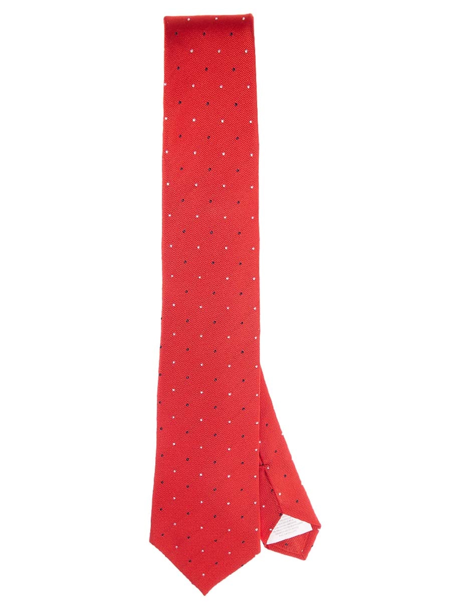 Corbata regular de seda estampado a lunares para hombre