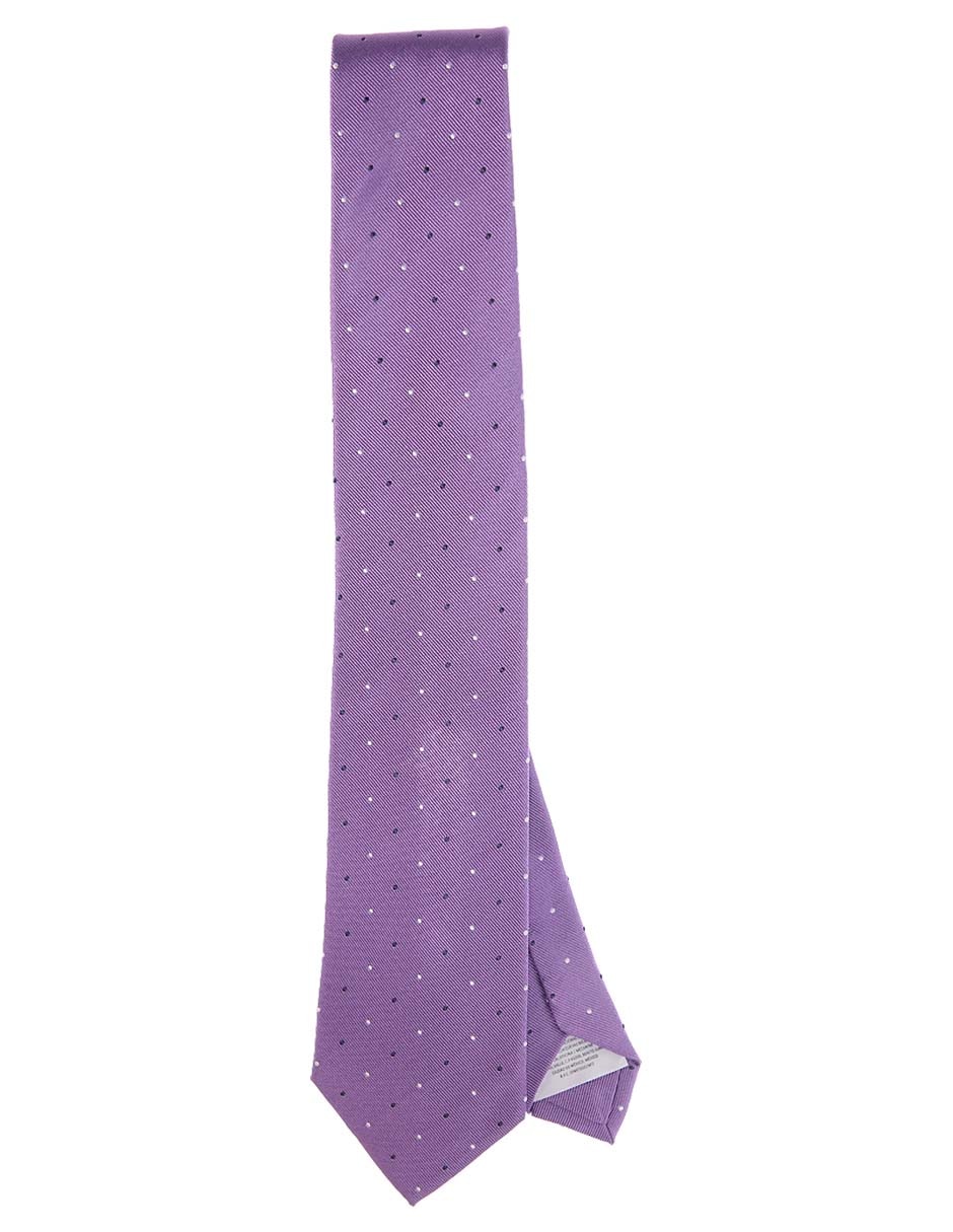 Corbata regular de seda estampado a lunares para hombre