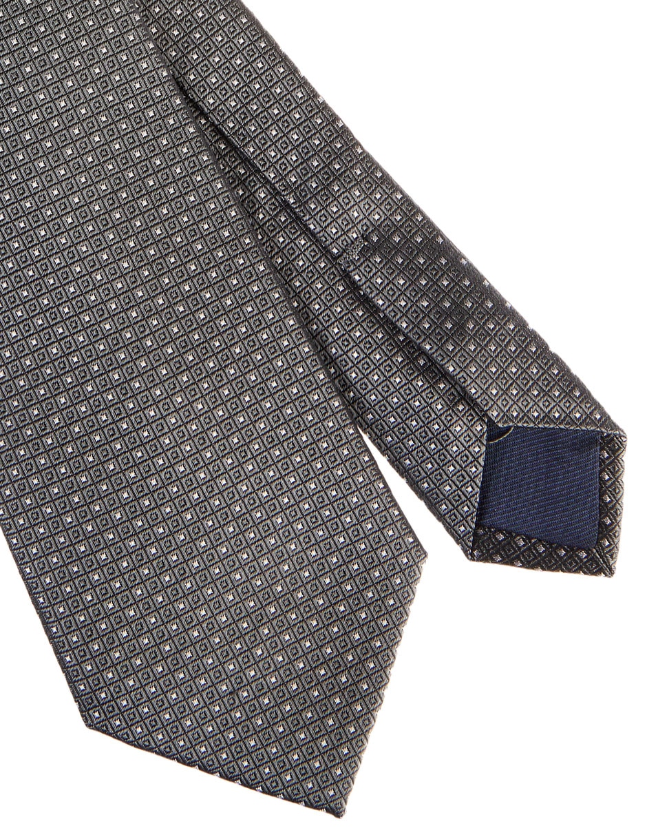 Corbata regular de seda estampado microprint para hombre 3
