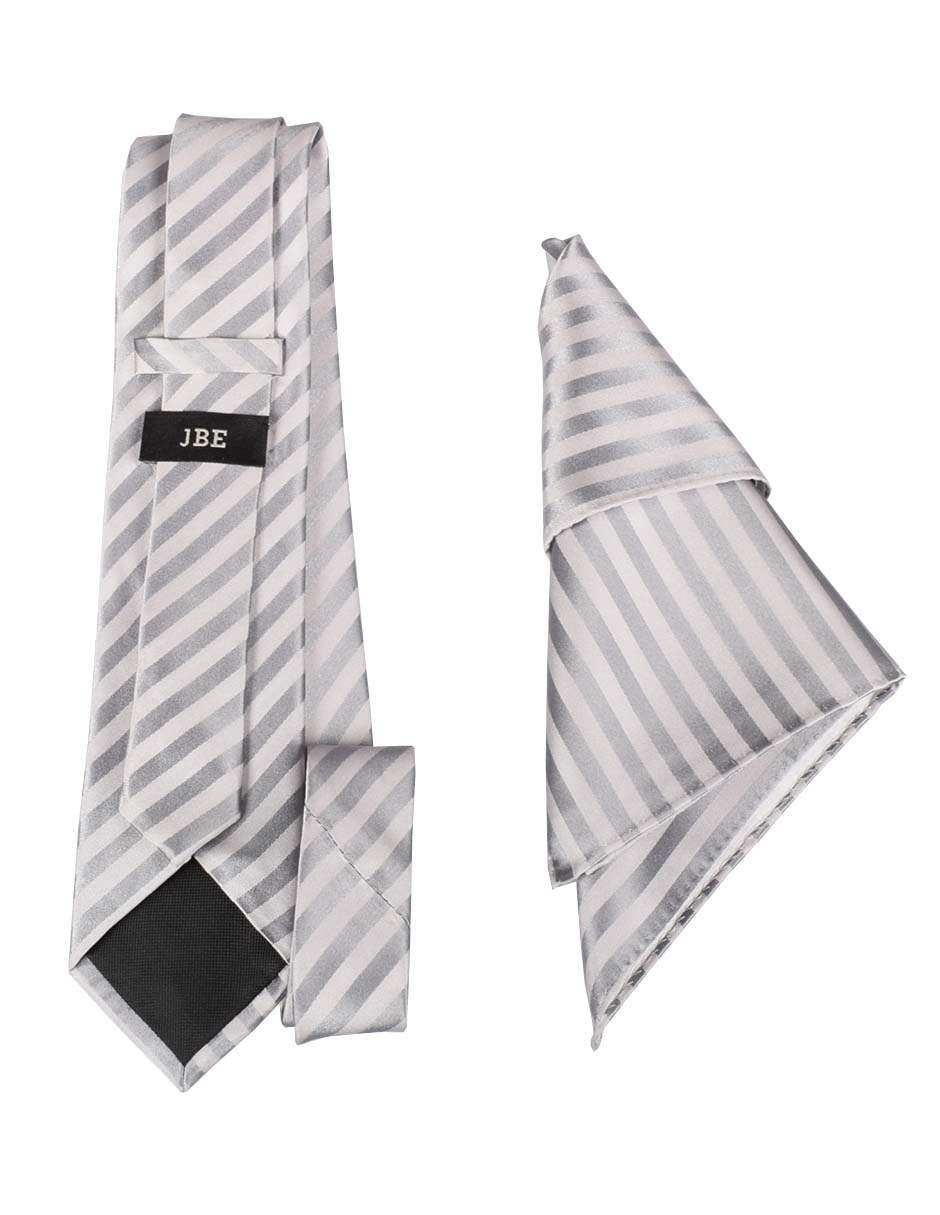 Set de corbata y pañuelo regular estampado a rayas para hombre 3