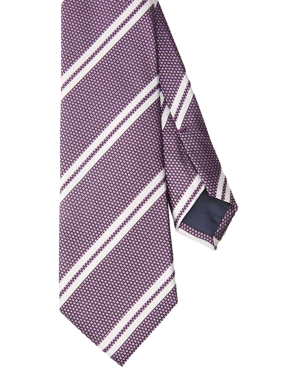 Corbata regular de seda estampado a rayas para hombre