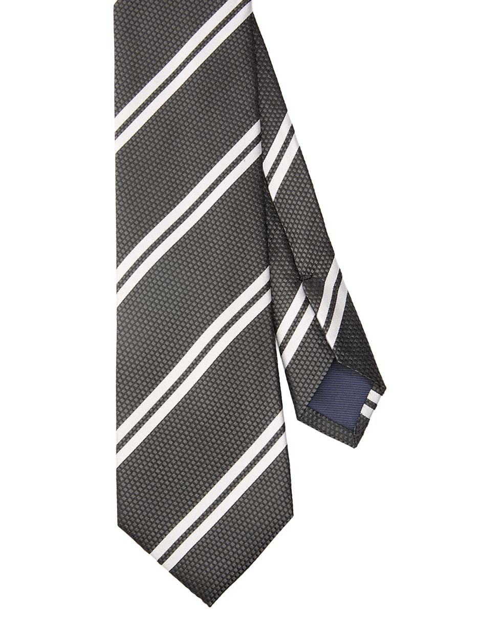 Corbata regular de seda estampado a rayas para hombre