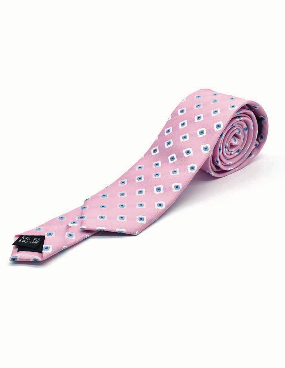 Set corbata slim de seda estampado rombos para hombre 2