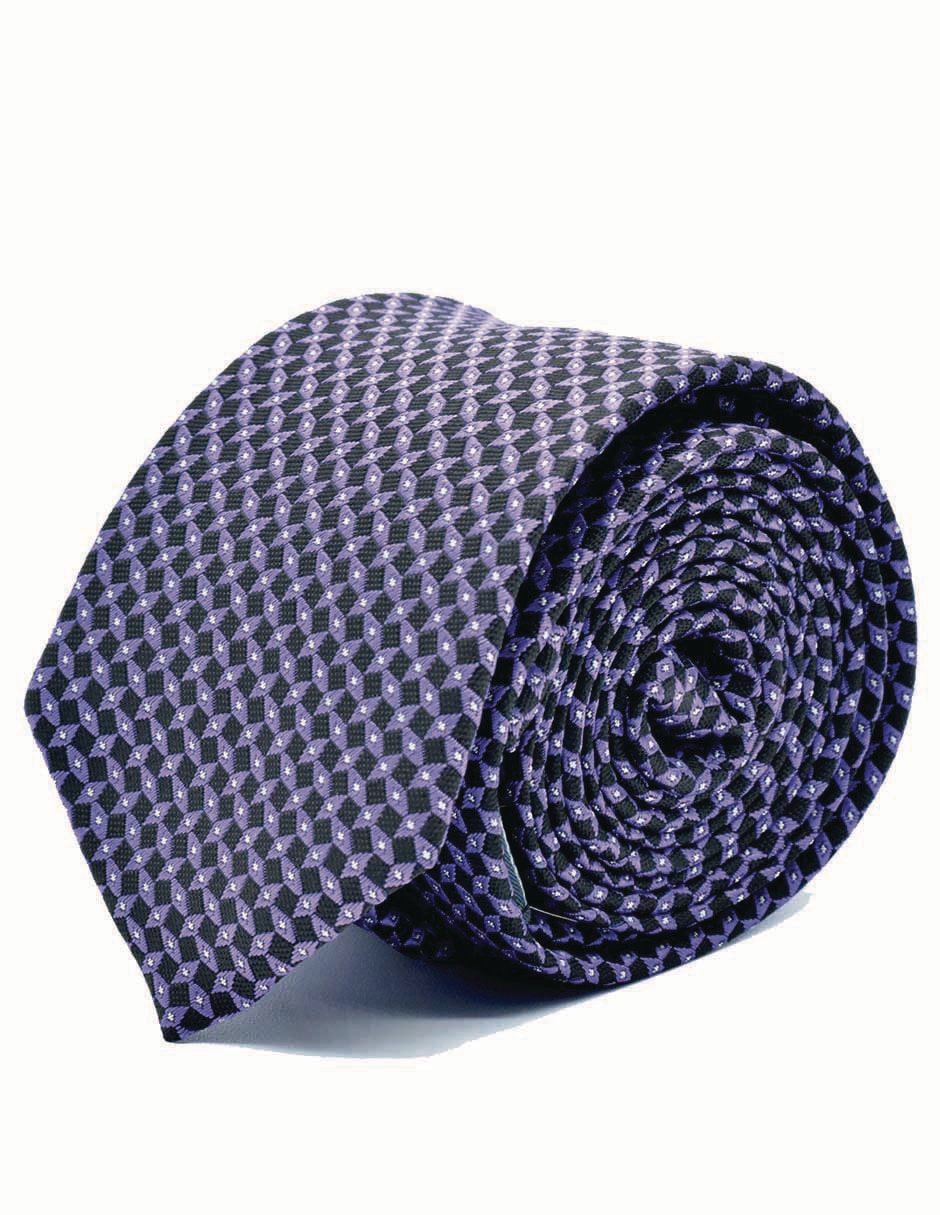 Set corbata slim de seda estampado rombos para hombre 4