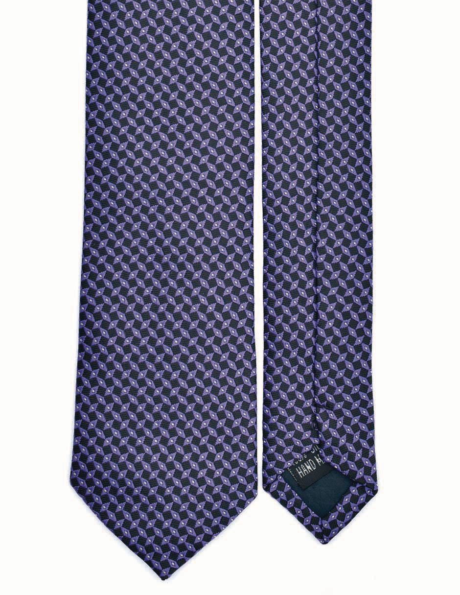 Set corbata slim de seda estampado rombos para hombre 5