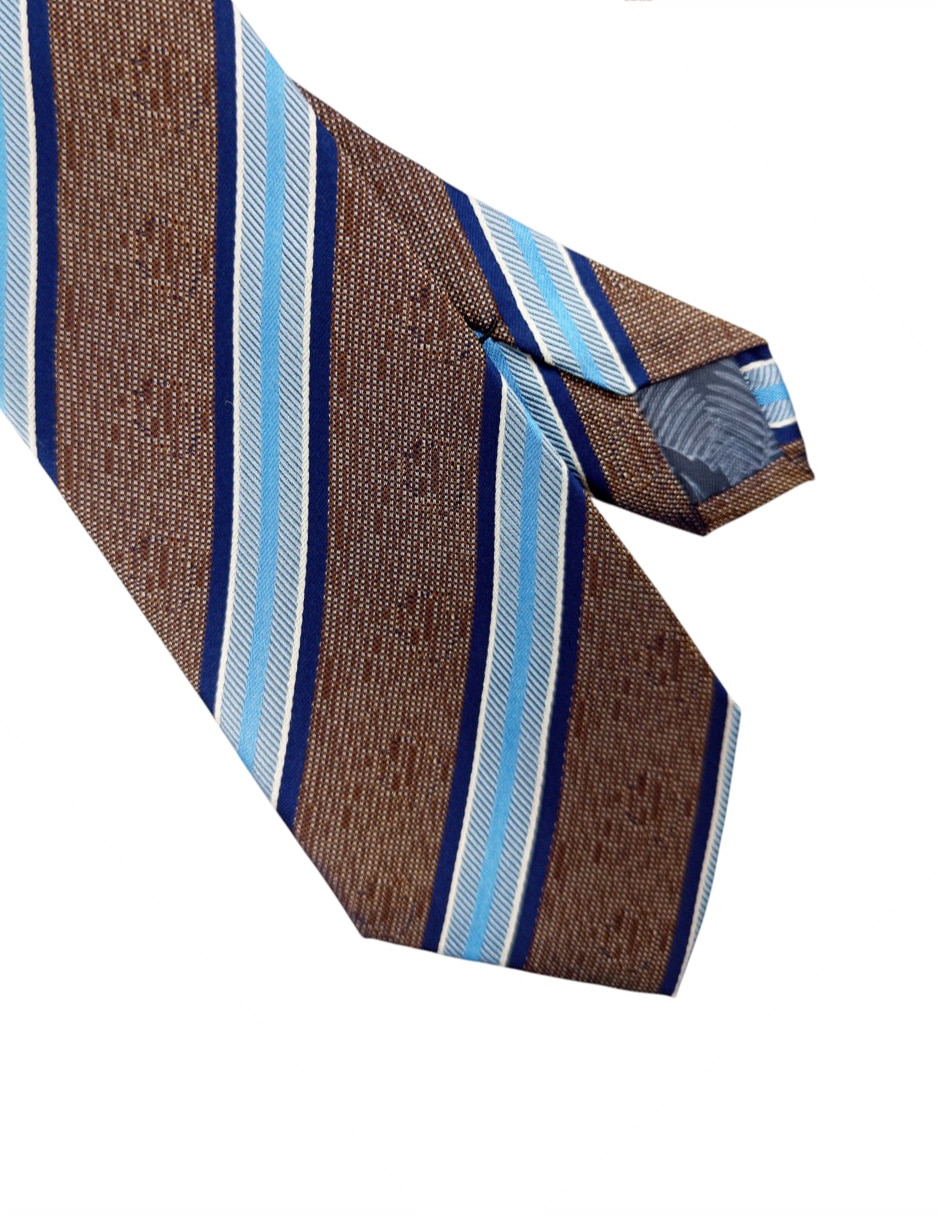 Corbata regular de seda estampado a rayas para hombre 2