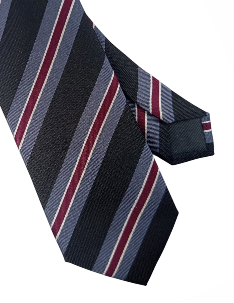 Corbata regular de seda estampado a rayas para hombre 3