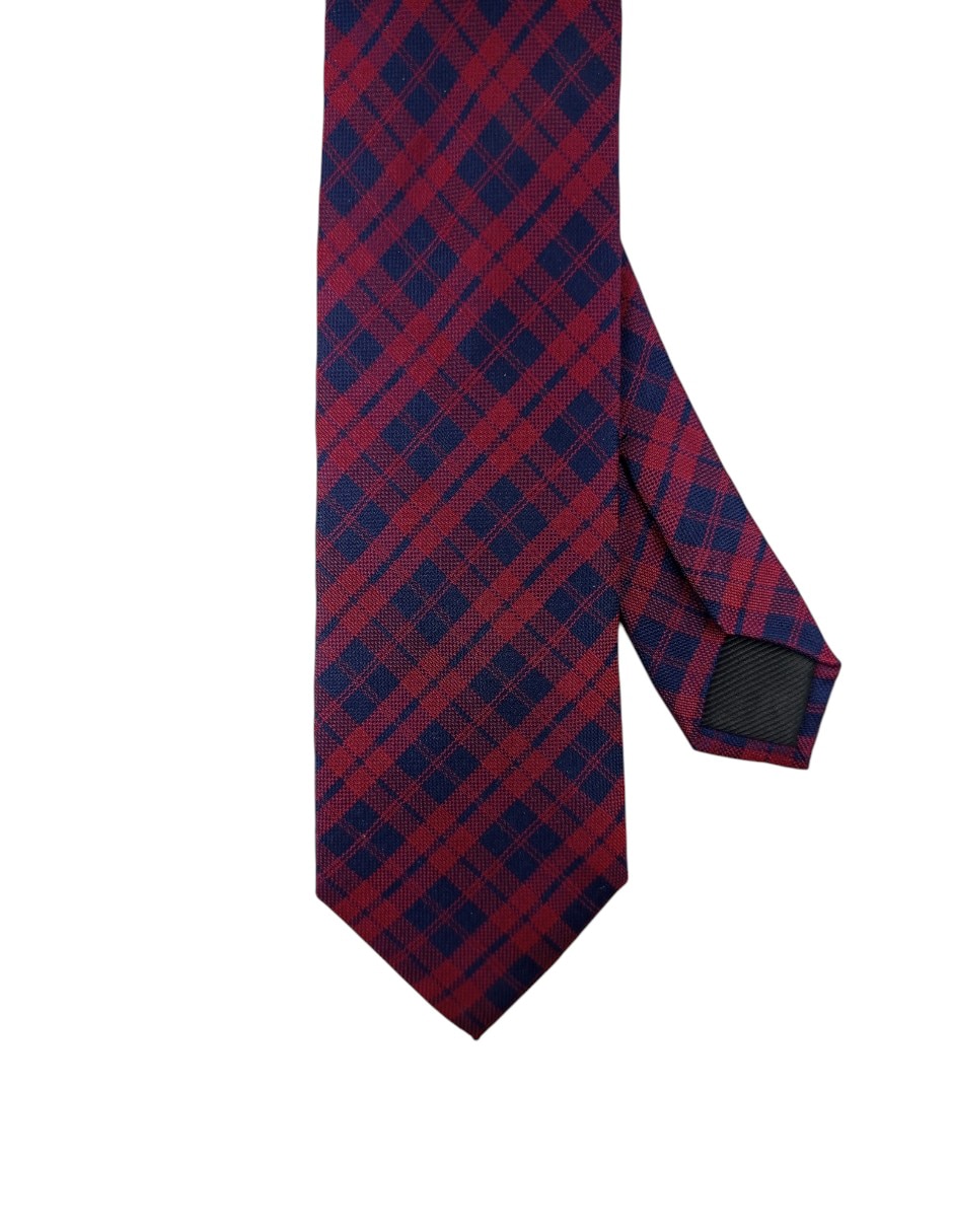 Corbata regular de seda estampado a cuadros para hombre