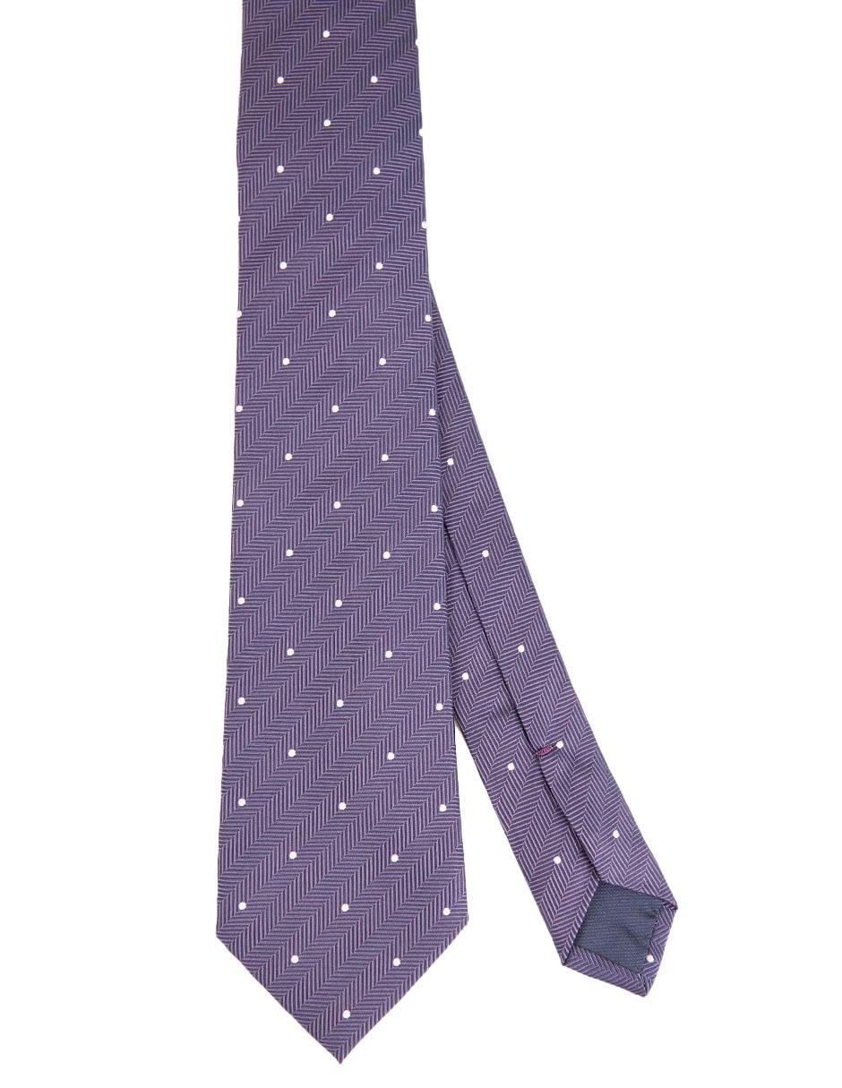 Corbata regular de seda estampado lunares para hombre