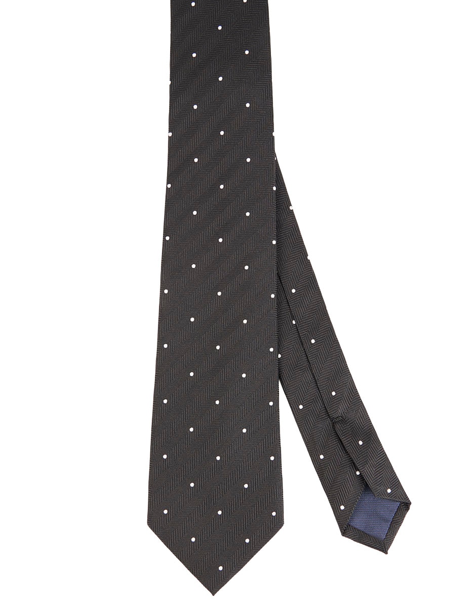 Corbata regular de seda estampado lunares para hombre