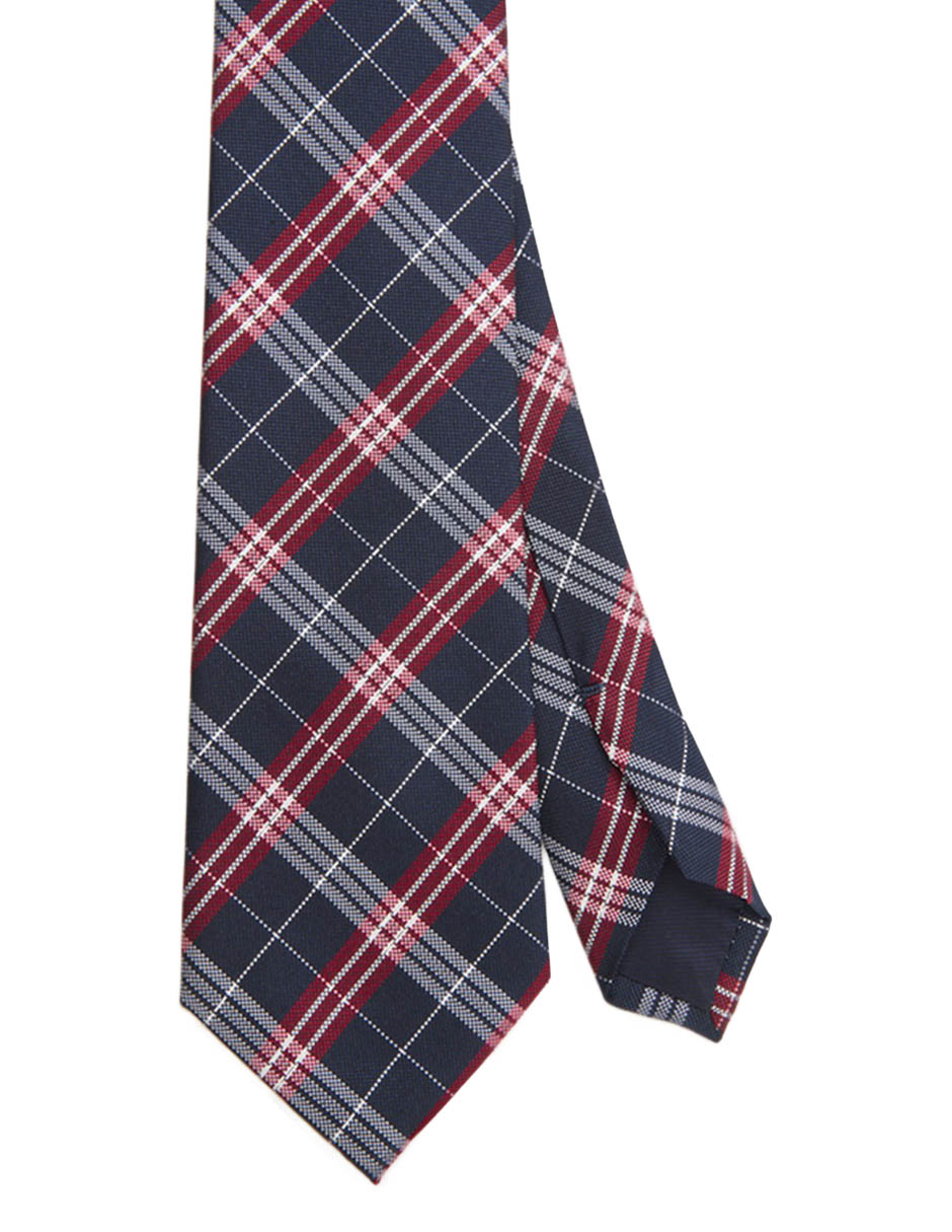 Corbata regular de seda estampado a cuadros para hombre