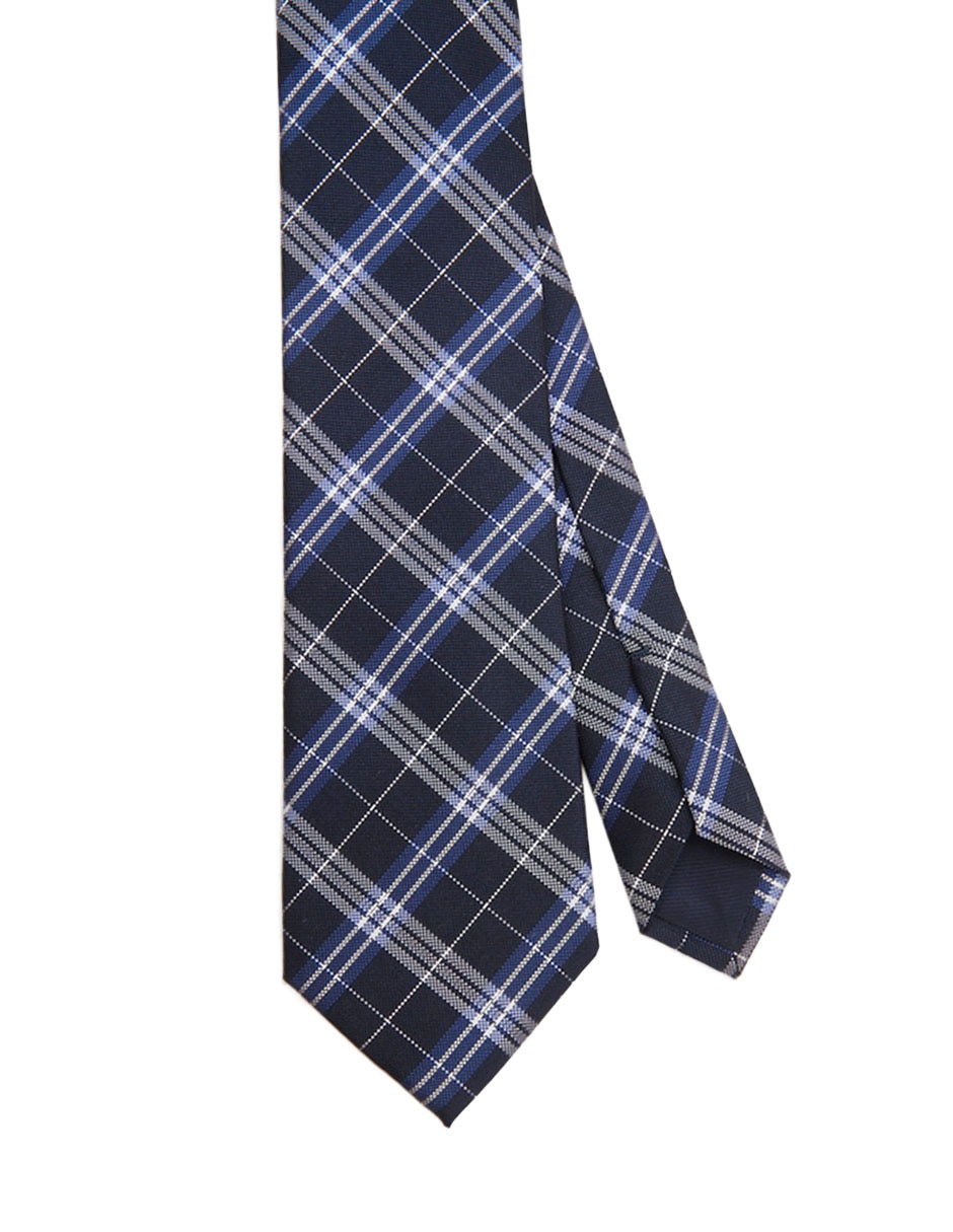 Corbata regular de seda estampado a cuadros para hombre