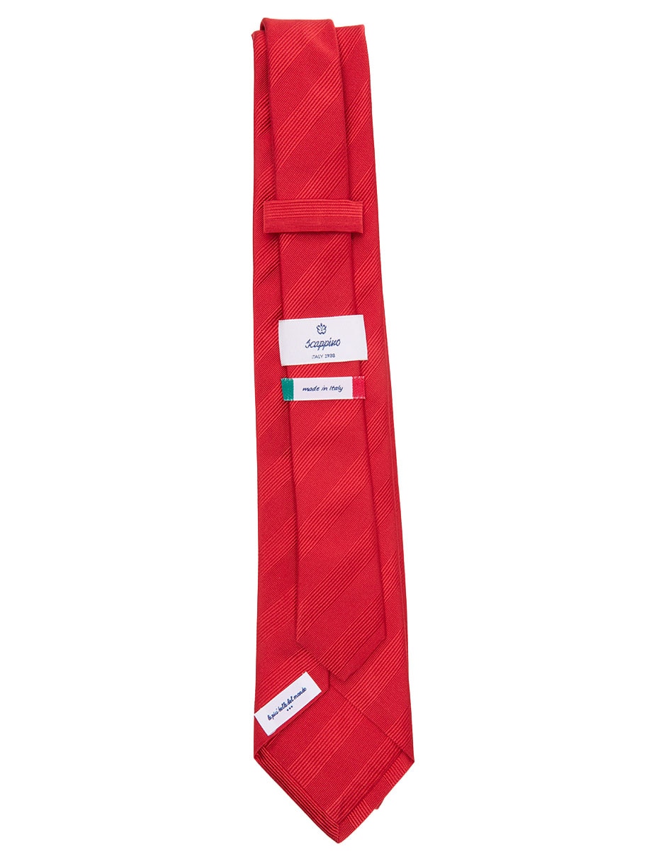 CORBATA SCAPPINO A RAYAS SEDA, ROJO