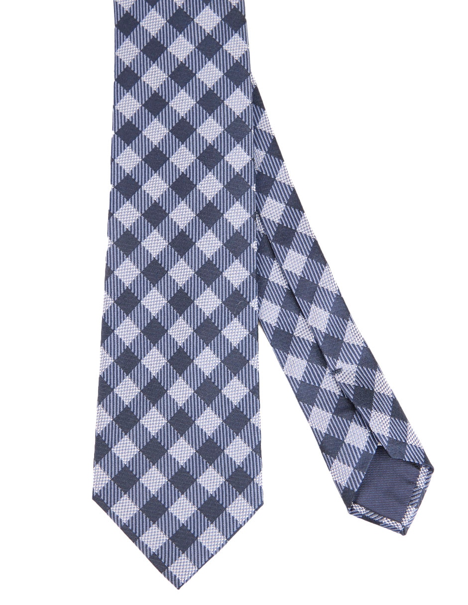 Corbata regular de seda estampado a cuadros para hombre