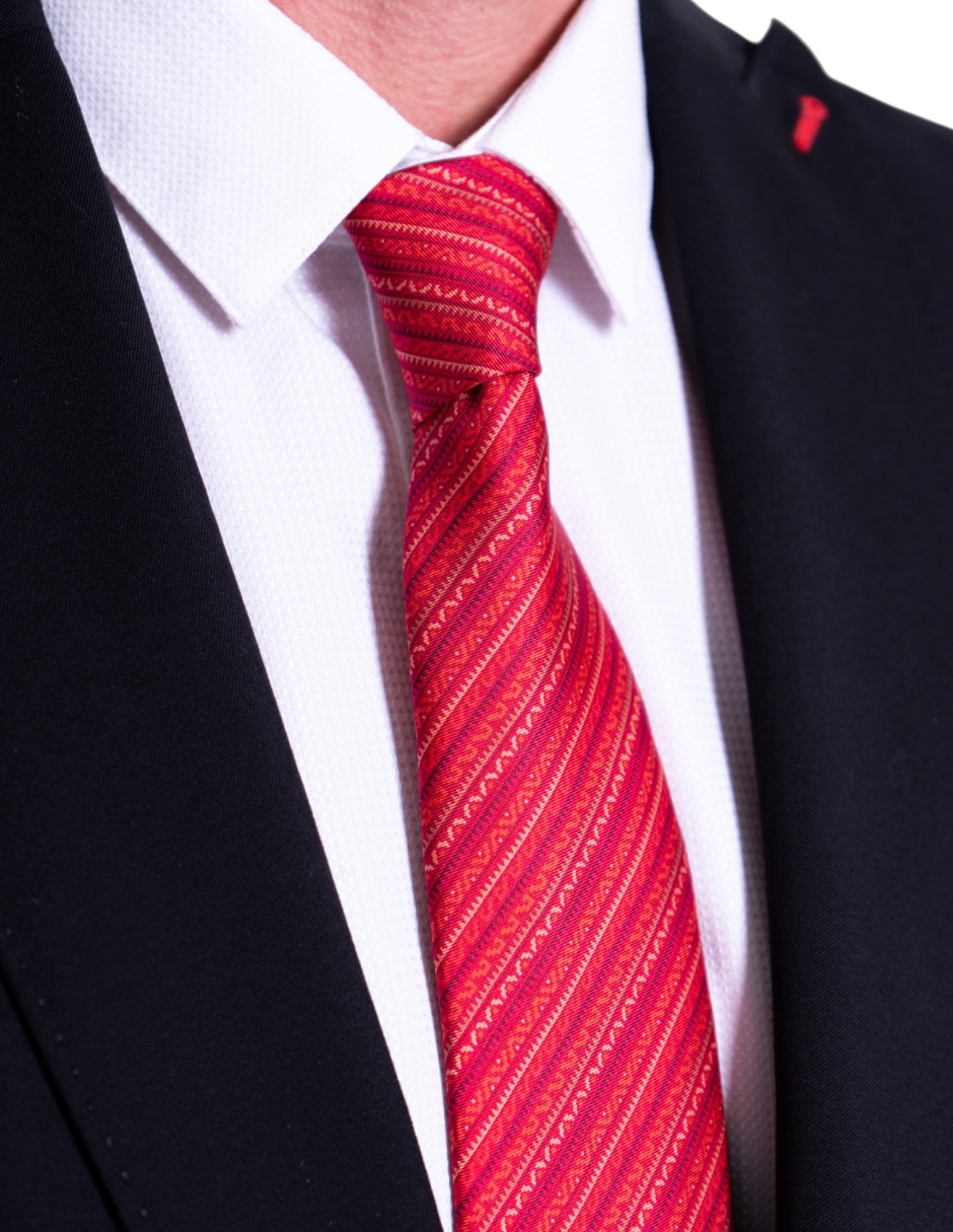 Corbata regular de seda estampado gráfico para hombre 3