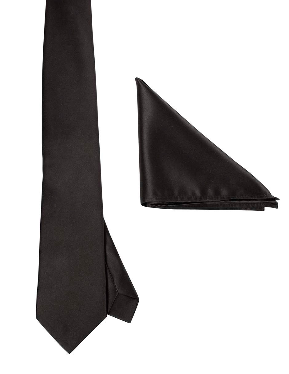 Set de corbata y pañuelo regular estampado liso para hombre