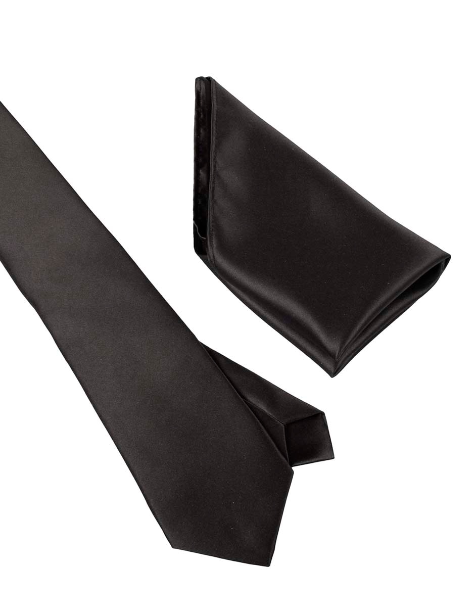 Set de corbata y pañuelo regular estampado liso para hombre 4