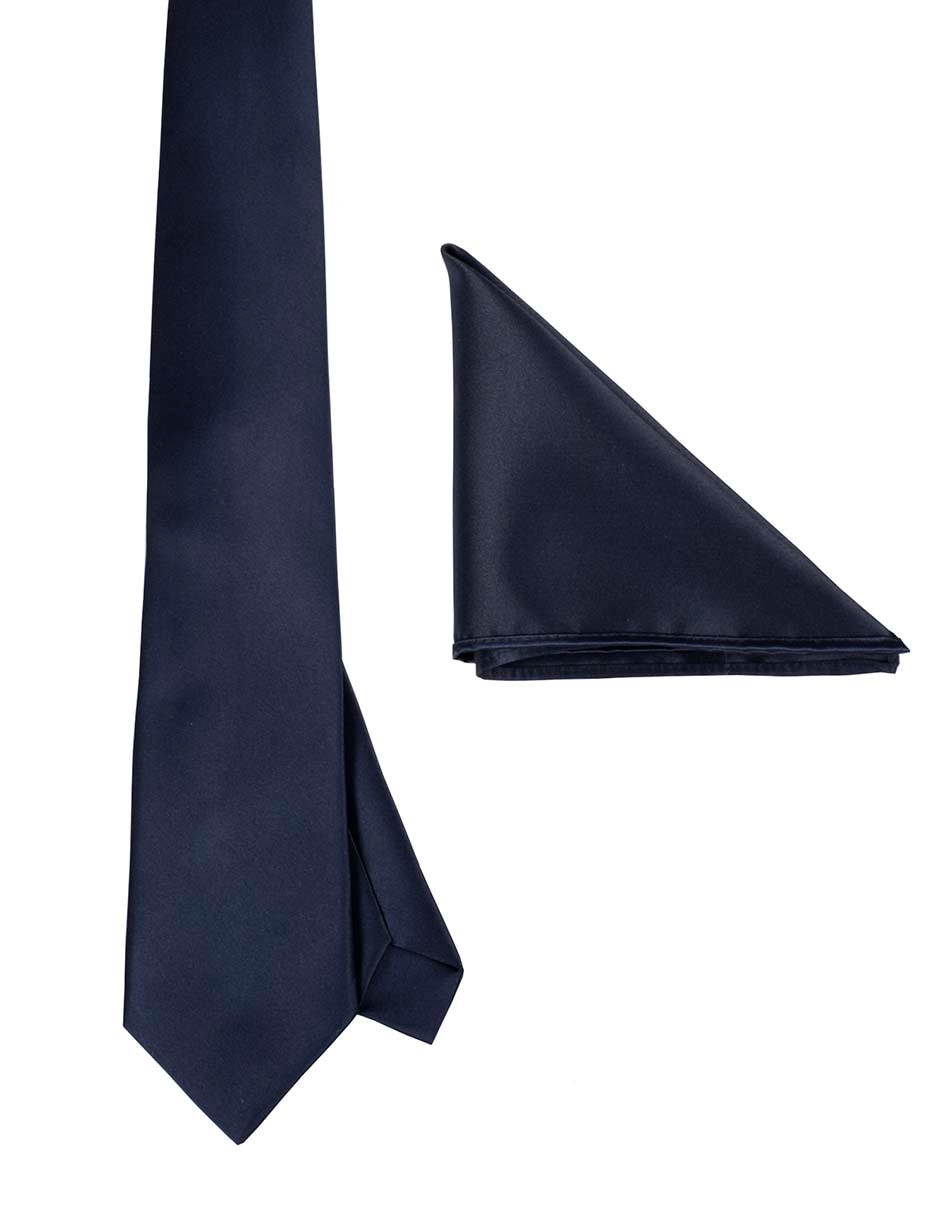 Set de corbata y pañuelo regular estampado liso para hombre