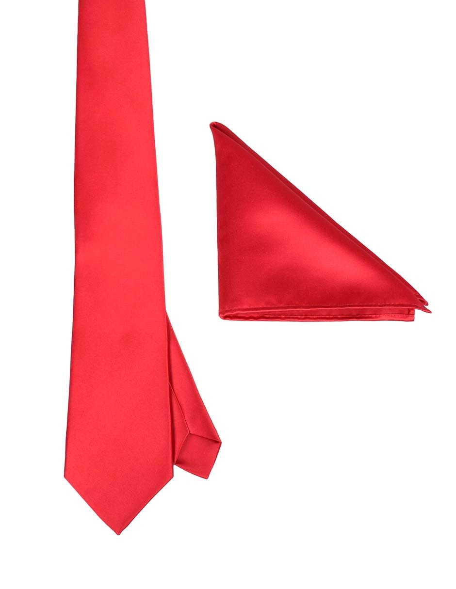 Set de corbata y pañuelo regular estampado liso para hombre