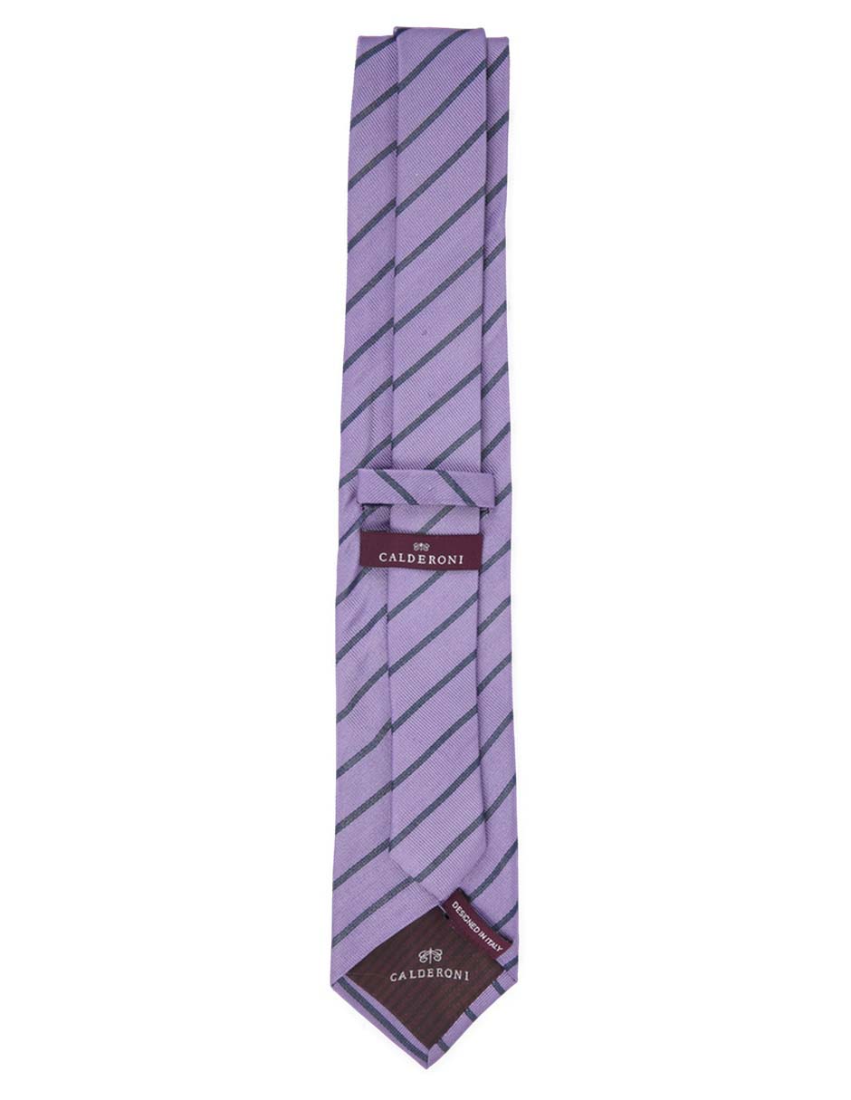 Corbata regular de seda estampado a rayas para hombre 2