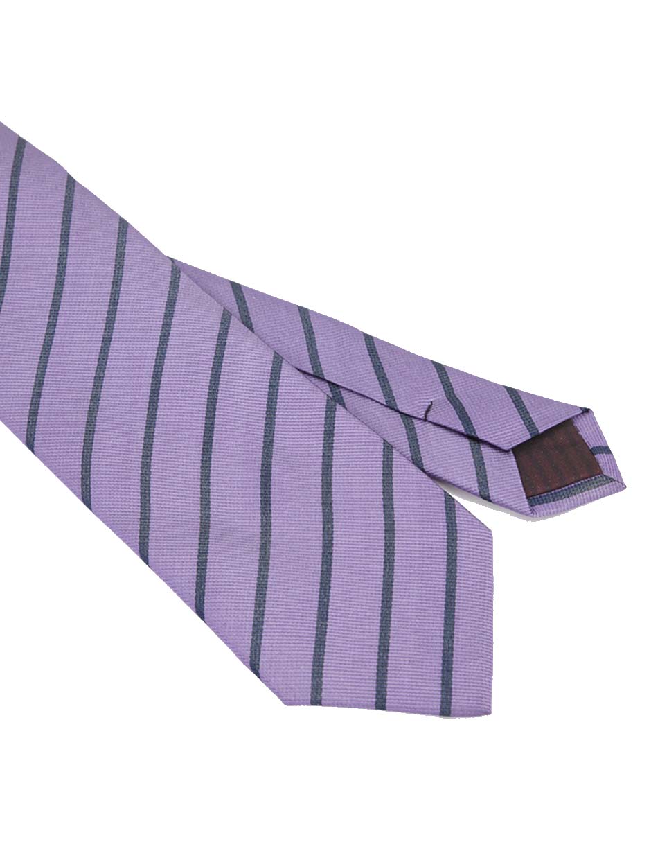 Corbata regular de seda estampado a rayas para hombre 3