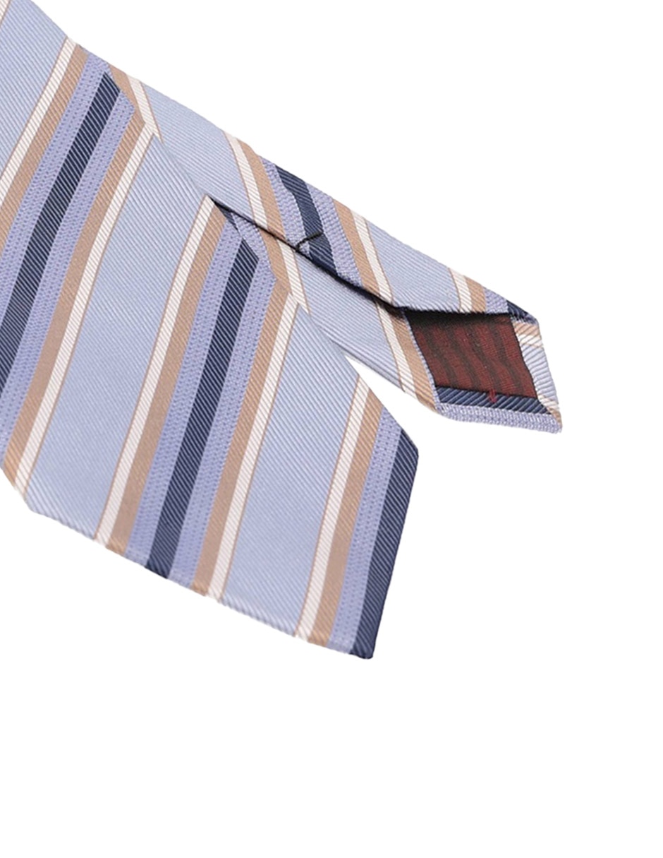 Corbata regular de seda estampado a rayas para hombre 3
