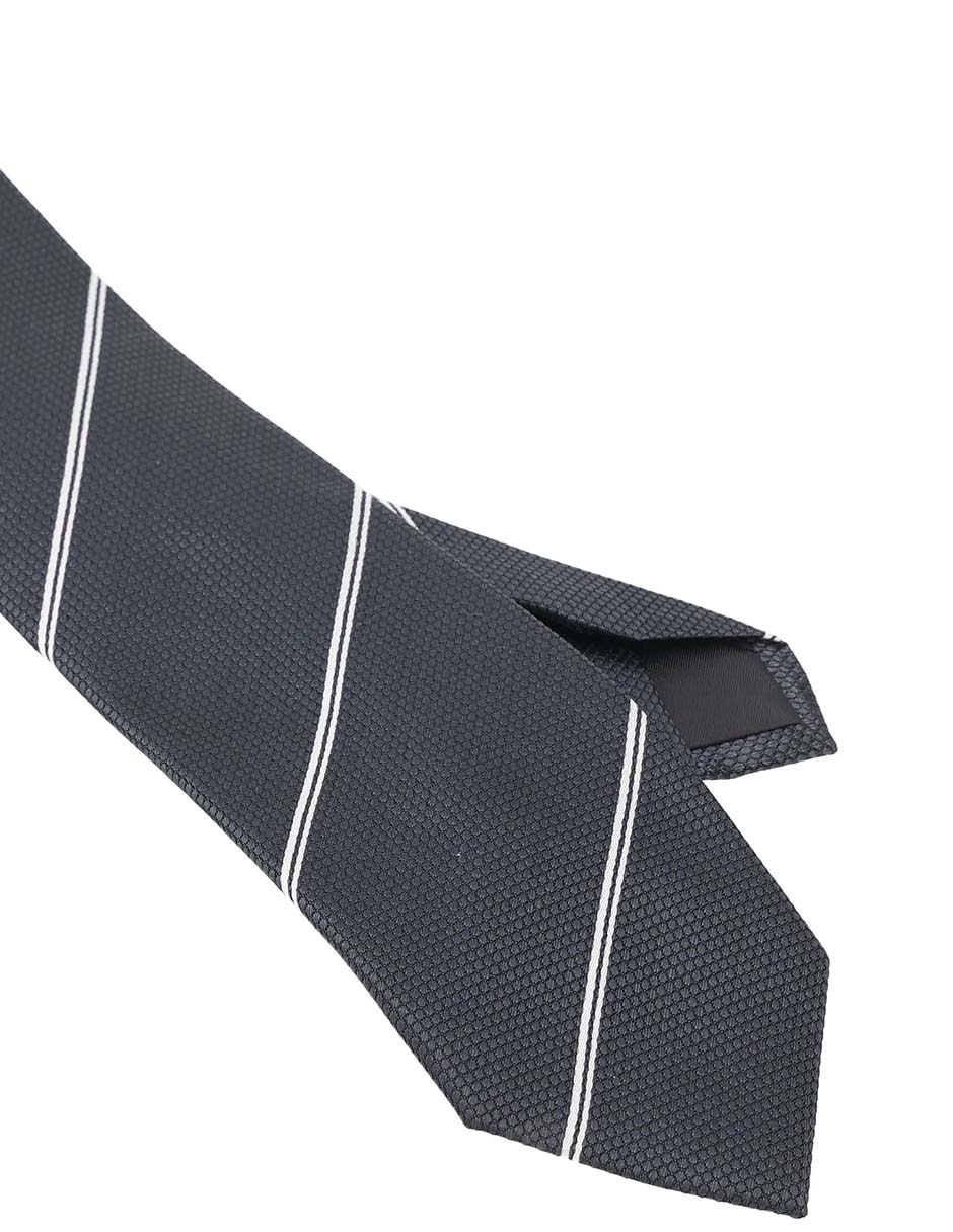 Corbata regular de seda estampado a rayas para hombre 3