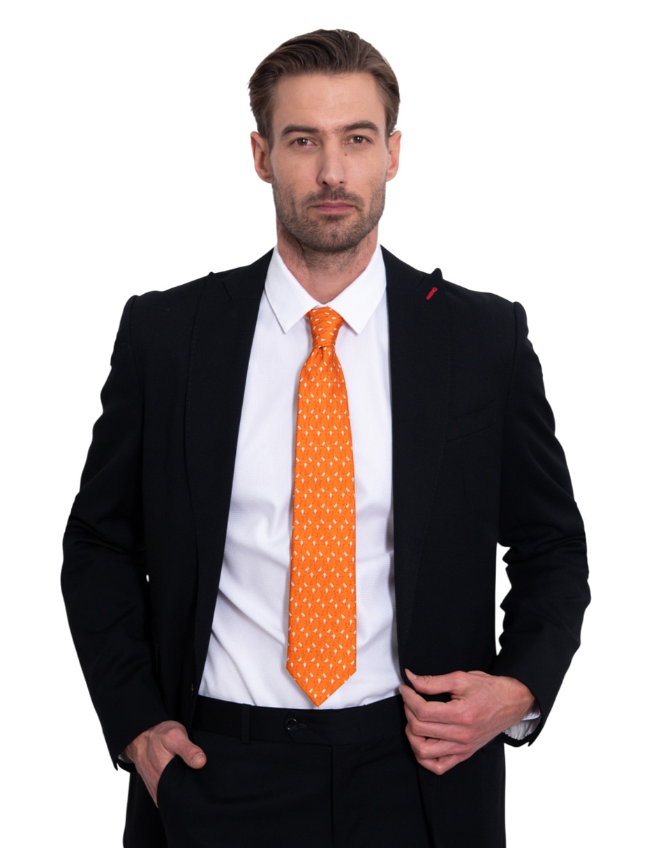 Corbata regular de seda estampada para hombre 4