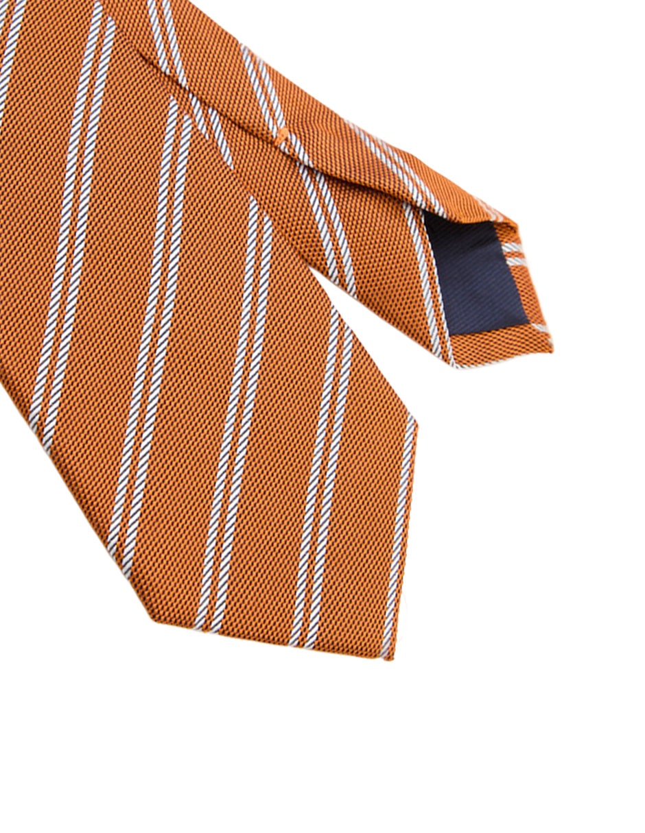 Corbata regular de seda estampado a rayas para hombre 3