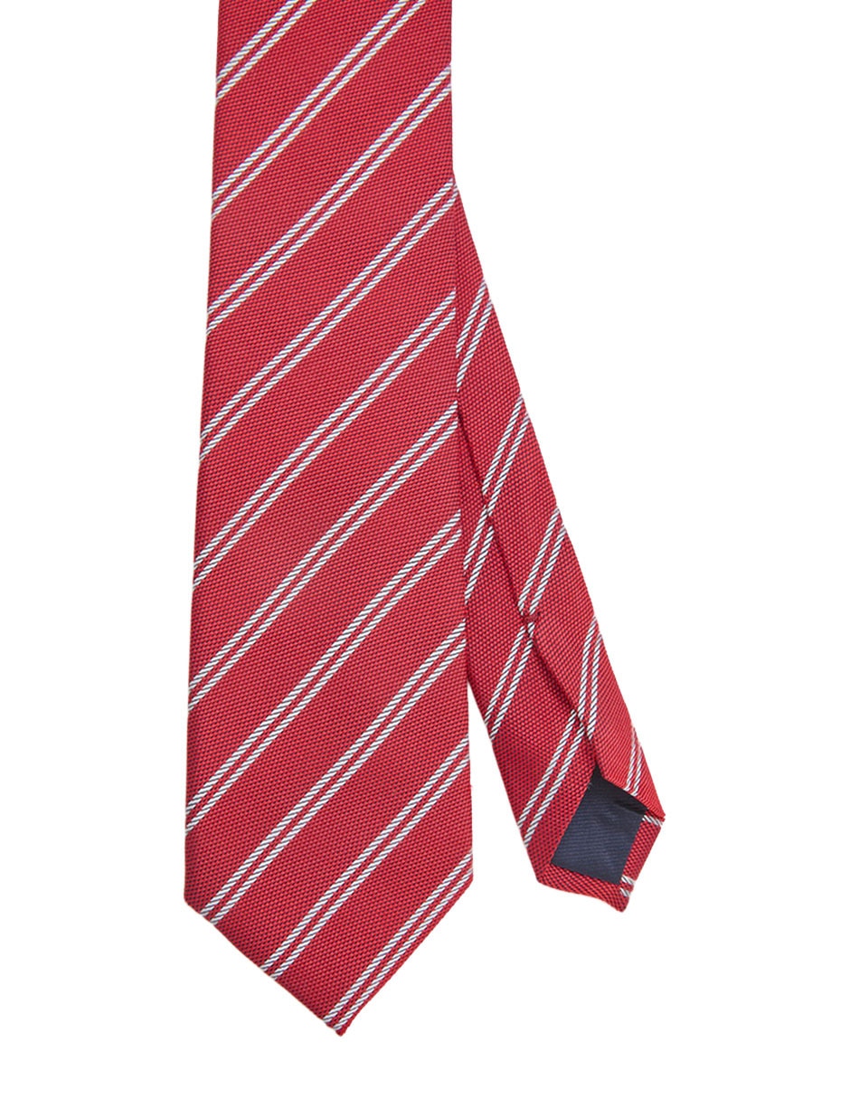Corbata regular de seda estampado a rayas para hombre
