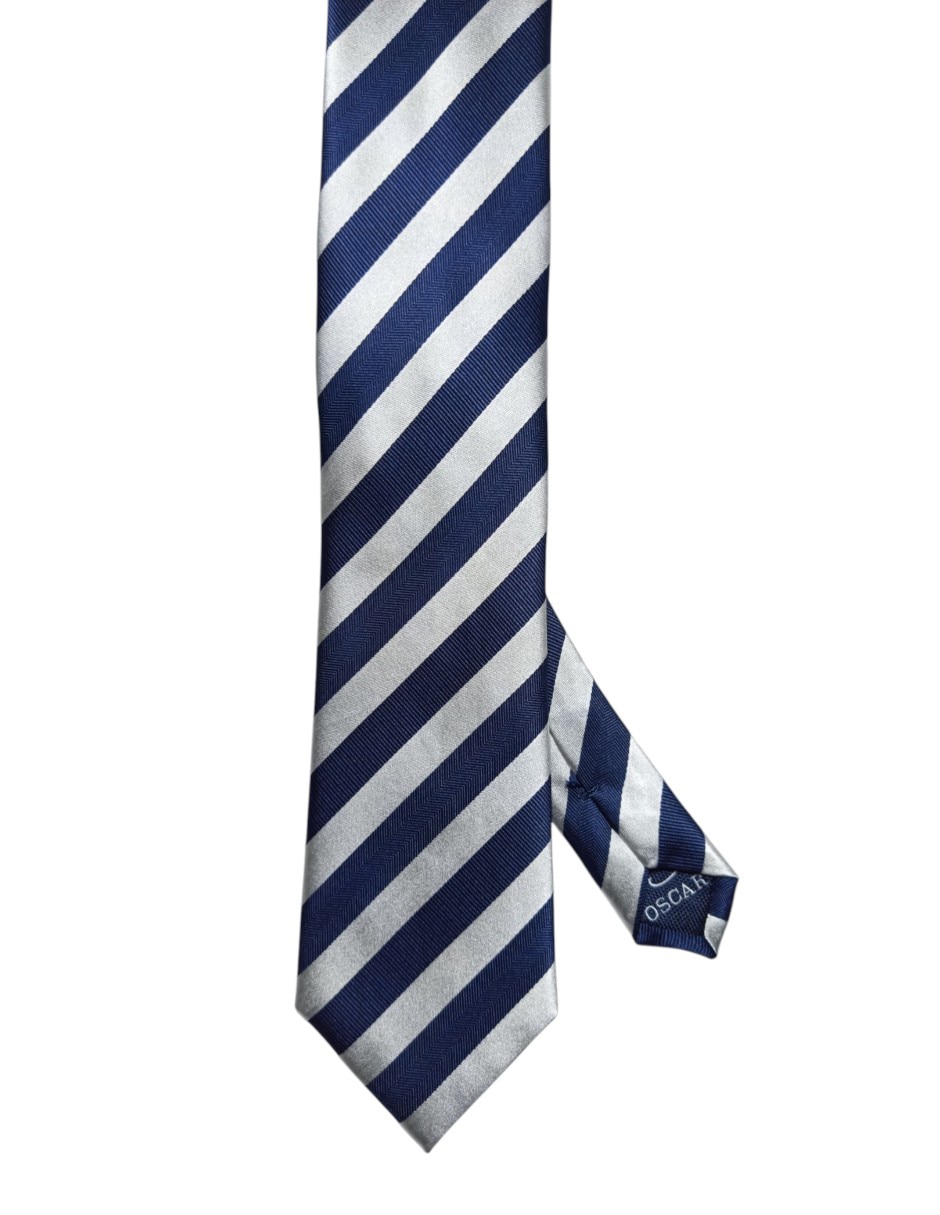 Corbata regular de seda estampada a rayas para hombre