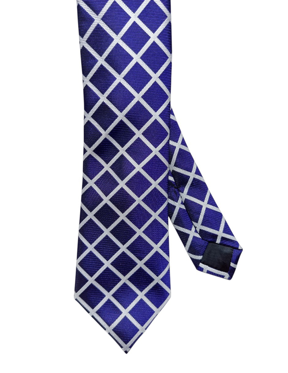CORBATA KC NY A CUADROS R, AZUL MARINO