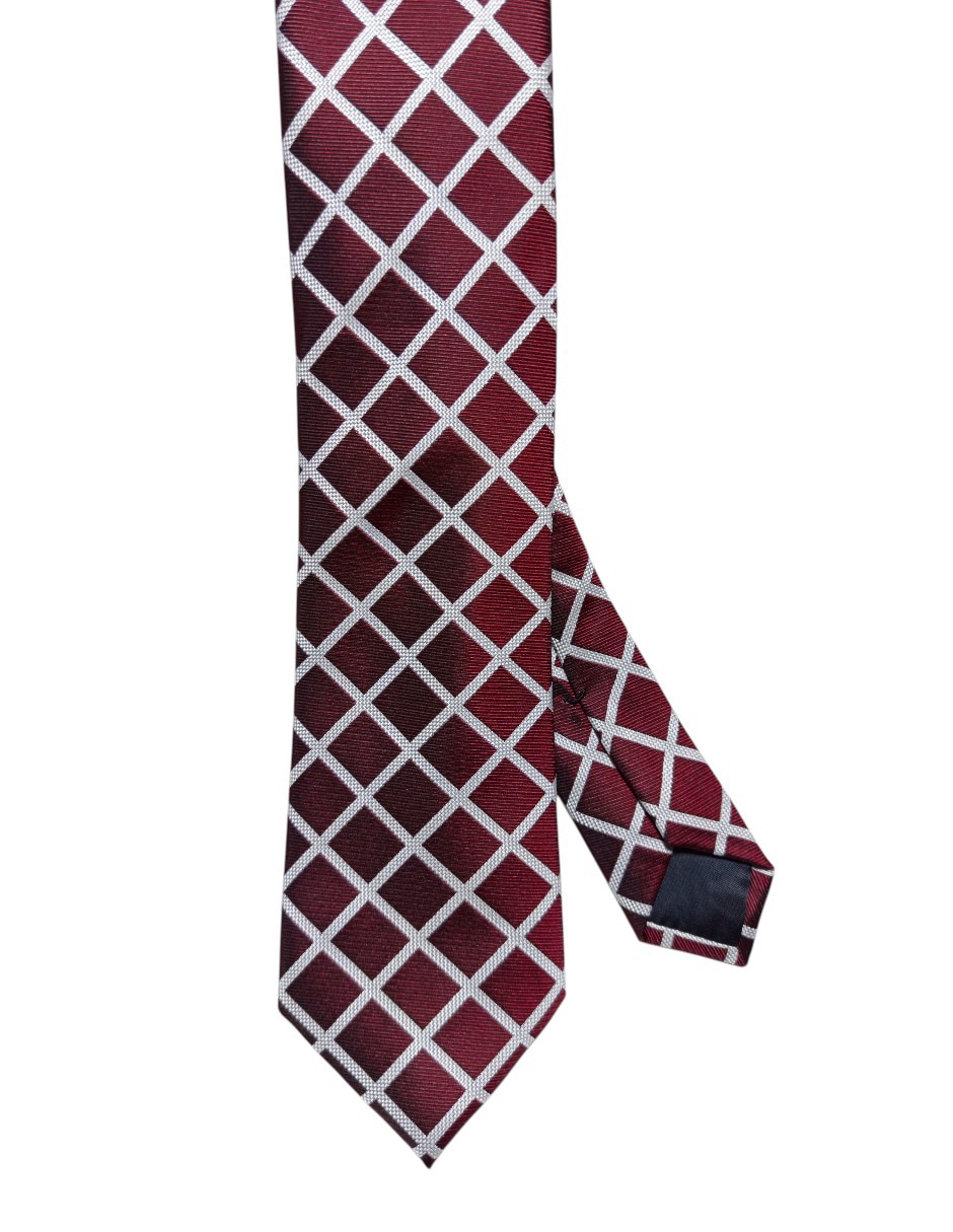 Corbata regular de seda estampado a cuadros para hombre