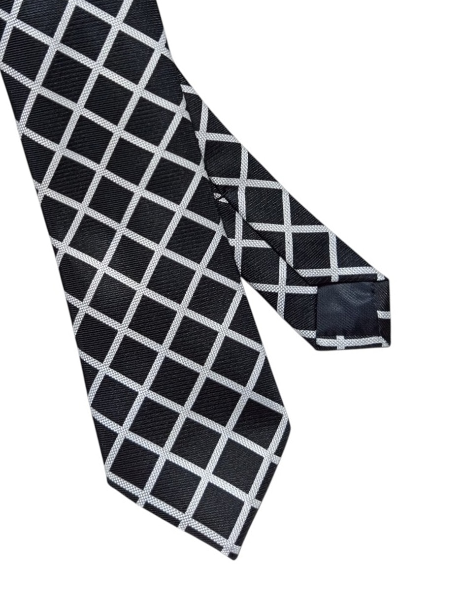 Corbata regular de seda estampado a cuadros para hombre 2
